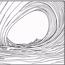 an outline of a wave, with mountains in the background