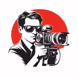 a man in glasses holds a camera