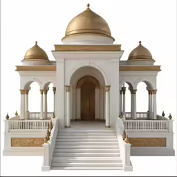 an elaborate white and gold structure with some steps