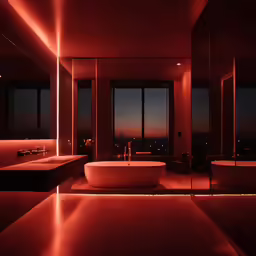 the light in the bathroom is reflecting off the walls