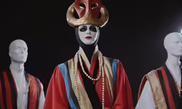 masked man wearing a mask near other mannequins