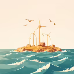 a boat floats on a big wave while birds fly around