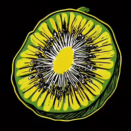 a close up of a sliced fruit on a black background