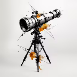 an orange and black camera on top of a tripod