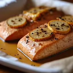 two slices of bread with sliced fruit on top