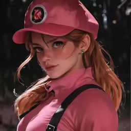 a woman in pink poses for a photo