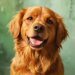the golden retriever is very close to the camera