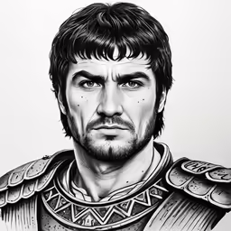 a portrait of the hero in the video game a man with a beard and glasses on