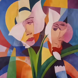 two different people with faces painted on to of them