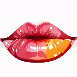 an image of red and orange lips with light streaks