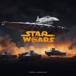 a cover for star wars with tanks coming out of it