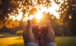 hands making the shape of a heart on the park