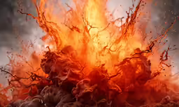 fire and flames burning inside an old tower