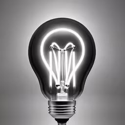 a bulb with lights inside sitting in the corner