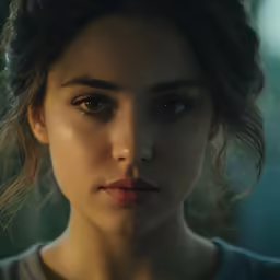 a close up of a person with a serious look on their face