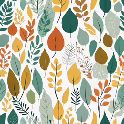 a leaf filled wallpaper with many different colors and shapes,a colorful, abstract pattern featuring leaves