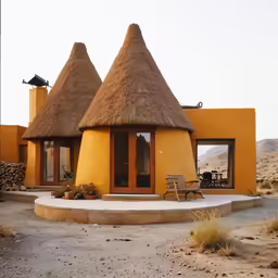a home made out of some straw sitting in a field