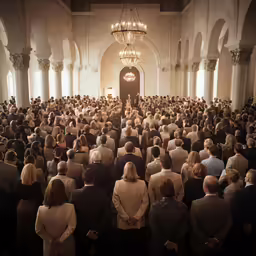 an image of a crowd of people in a hall