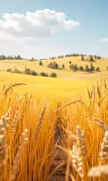 a field with long brown grass and trees