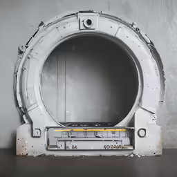 a clock sitting in the middle of a gray wall