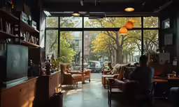 person sitting in the sitting room looking out the window