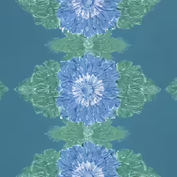 a computer rendering of blue and green colored designs