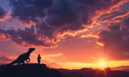 a man standing next to a silhouette of a leopard