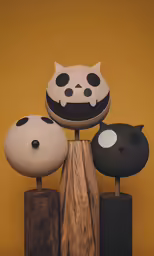 a stack of three objects that are very cute
