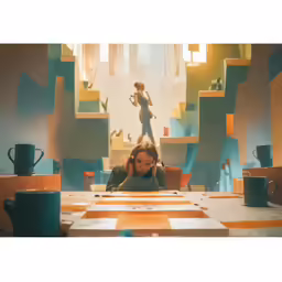 a woman is laying on the floor in front of a table