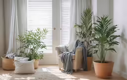 there are many plants sitting in a room