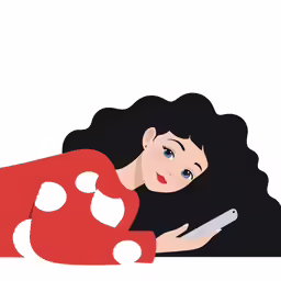 a woman using a smart phone while laying down