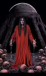 a painting depicting jesus with skulls on the ground