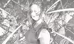 a woman with makeup painted as a zombie is smiling