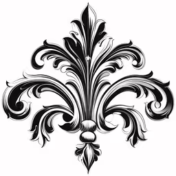 a black and white drawing of a flower,an art nouveau floral motif, the shape of an ornamental flower