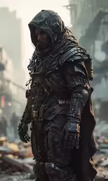 man in a hooded outfit with a very large hood