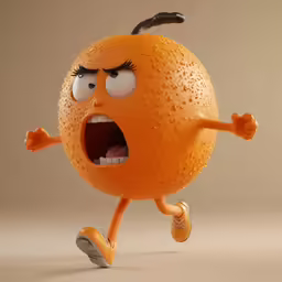an orange is shown with a large, bruised face