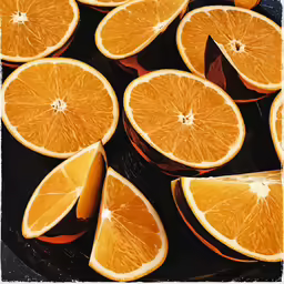 a bunch of orange slices cut in half