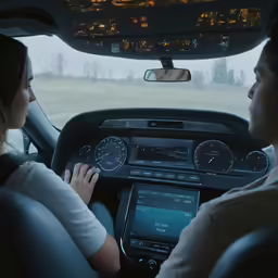 a couple of people that are in a car