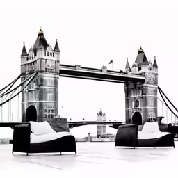 the chairs in the picture are by the bridge