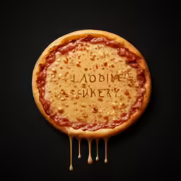 a pizza with some sauce dripping down the side