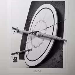 a drawing of an object with tools on top of it