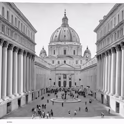 a building with large columns in the middle