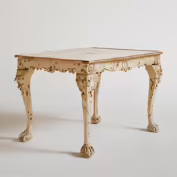 a table in very old white colors is not yet decorated