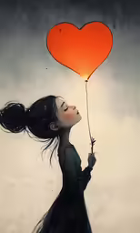 a girl holding up a balloon in the air