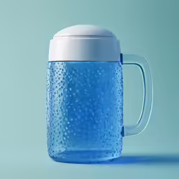 blue water with a white lid on green background