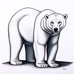 the image shows an image of a white polar bear,white polar bear standing on the ground