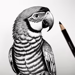 an image of a parrot in black and white