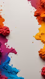 multicolored paint spread out on the white background,many different colors are shown next to each other