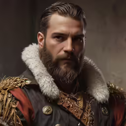 a man wearing a fur collar and brown fur jacket