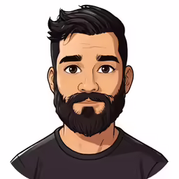 a bearded man in black shirt is shown